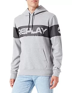 Replay Męska bluza z kapturem M6279, M08 szary melanż, S - Bluzy męskie - miniaturka - grafika 1