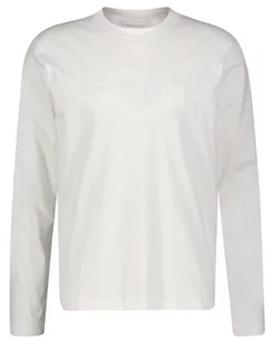 GANT Męski t-shirt REG Tonal Shield LS, Eggshell, Standard, Eggshell, L - Koszulki męskie - miniaturka - grafika 1