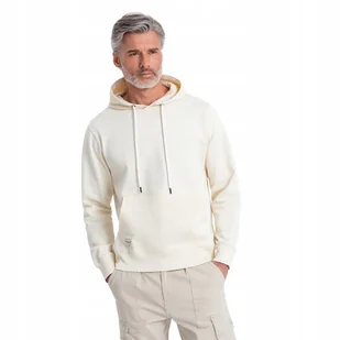 Męska bluza dresowa kangurka z kapturem - kremowa V11 OM-SSBN-0177 XXL - Bluzy męskie - miniaturka - grafika 1