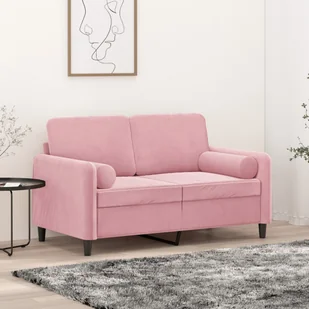 vidaXL 2-osobowa sofa z poduszkami, różowa, 120 cm, aksamit - Sofy i kanapy - miniaturka - grafika 1