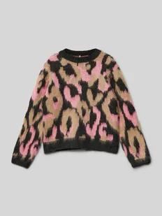 Sweter z dzianiny o kroju regular fit z abstrakcyjnym wzorem model ‘WILD’ - Swetry dla dziewczynek - miniaturka - grafika 1