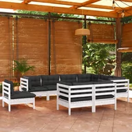 Meble ogrodowe - 9-cz zestaw wypoczynkowy do ogrodu, z poduszkami, biała sosna Lumarko - miniaturka - grafika 1