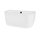 Wanny - Besco Wanna przyścienna Volya 150x75 cm kompozyt biały połysk syfon z napełnieniem przez przelew czarny WKV-150-WCO - miniaturka - grafika 1