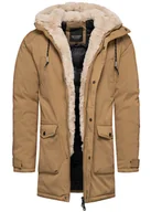 Kurtki męskie - Kurtka męska parka z futerkiem beżowa Recea - miniaturka - grafika 1
