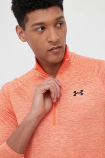 Bluzy męskie - Under Armour bluza treningowa Tech 2.0 kolor pomarańczowy melanżowa - grafika 1