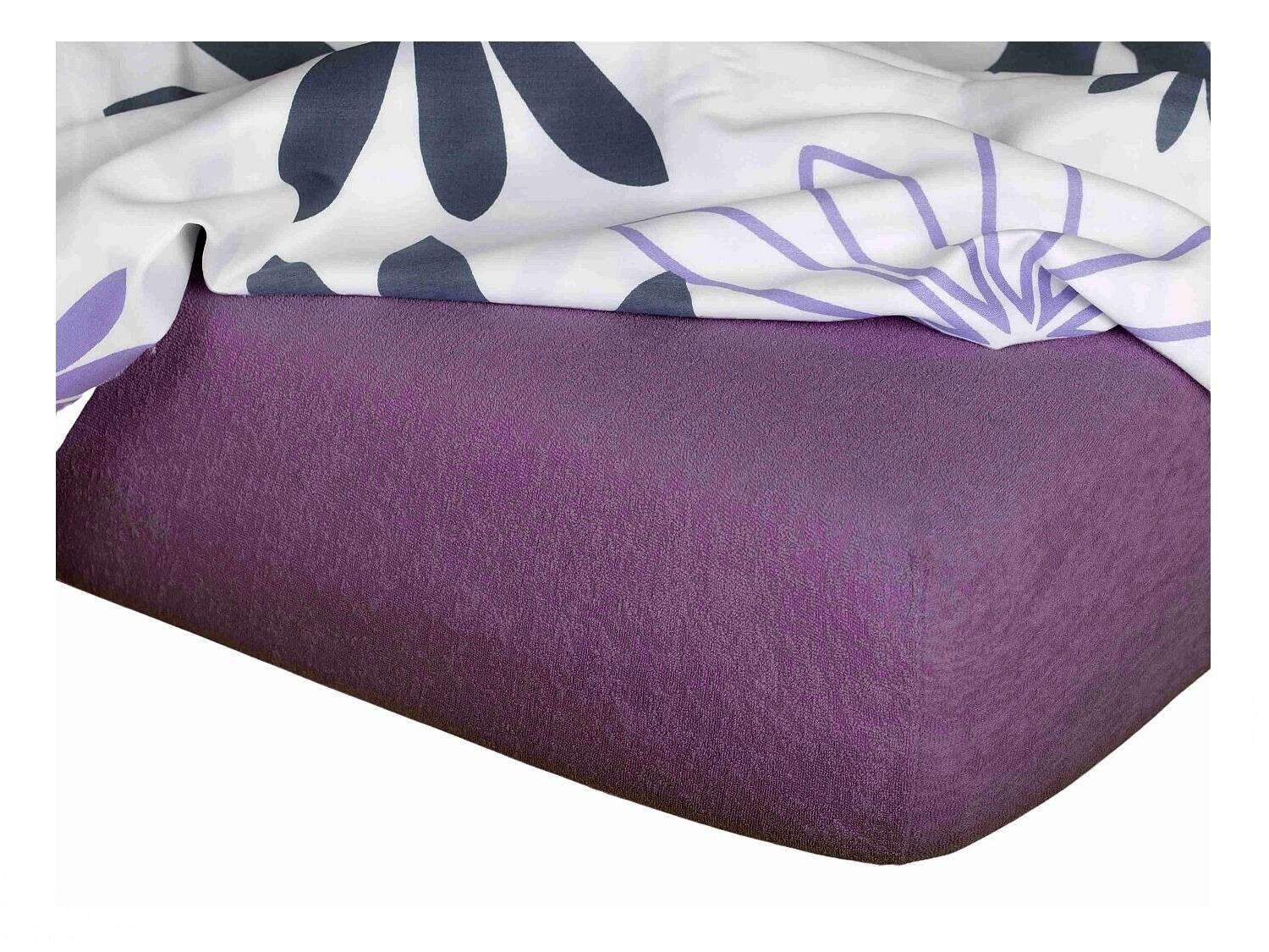 Dadka Prześcieradło frotte fioletowe 60x120x10 cm