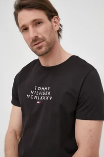 Koszulki męskie - Tommy Hilfiger t-shirt bawełniany kolor czarny z nadrukiem - grafika 1