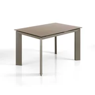 Stoły - Stół rozkładany BLADE 120 TORTORA - blat szklany w kolorze gołębiej szarości, nogi metalowe, 120-170 cm, do jadalni - miniaturka - grafika 1