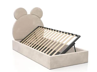 Łóżko dziecięce tapicerowane z pojemnikiem 90x200 ze stelażem beżowy Velvet Kids Line 1 Miś - Łóżka dla dzieci i młodzieży - miniaturka - grafika 1
