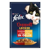 Mokra karma dla kotów - Felix Doppelt Lecker Wołowina i drób 104x85 g - miniaturka - grafika 1
