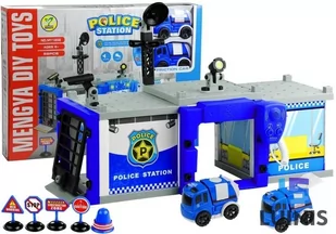 Import LEANToys Policja do Złożenia Autka Odbiornik 59 Elementów 3372 - Tory, garaże, parkingi - miniaturka - grafika 1