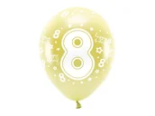 Balony i akcesoria - PartyDeco Balony Eco 33 cm, Cyfra '' 8 '', jasny złoty (1 op. / 6 szt.) ECO33M-208-019J-6 [18075005] - miniaturka - grafika 1