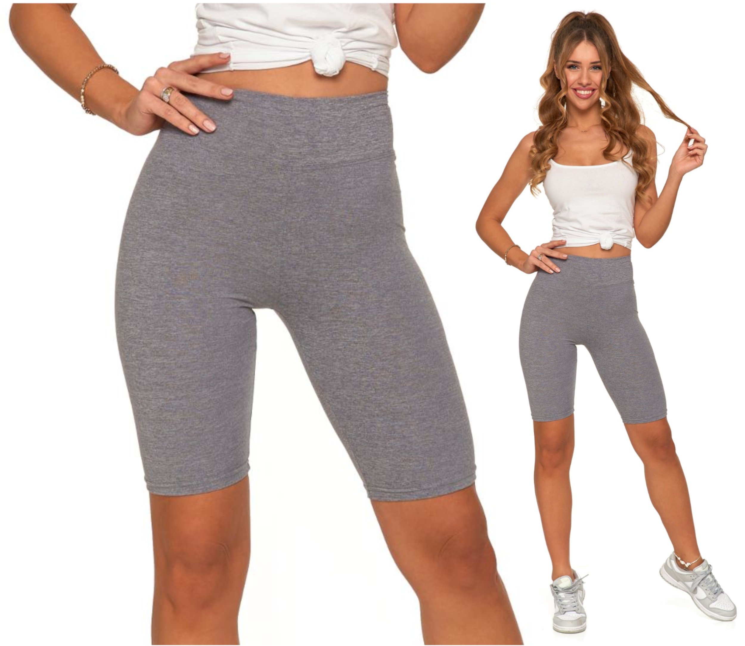 Kolarki Krótkie Legginsy Wysoki Stan Kryjące Gładkie Moraj L/XL