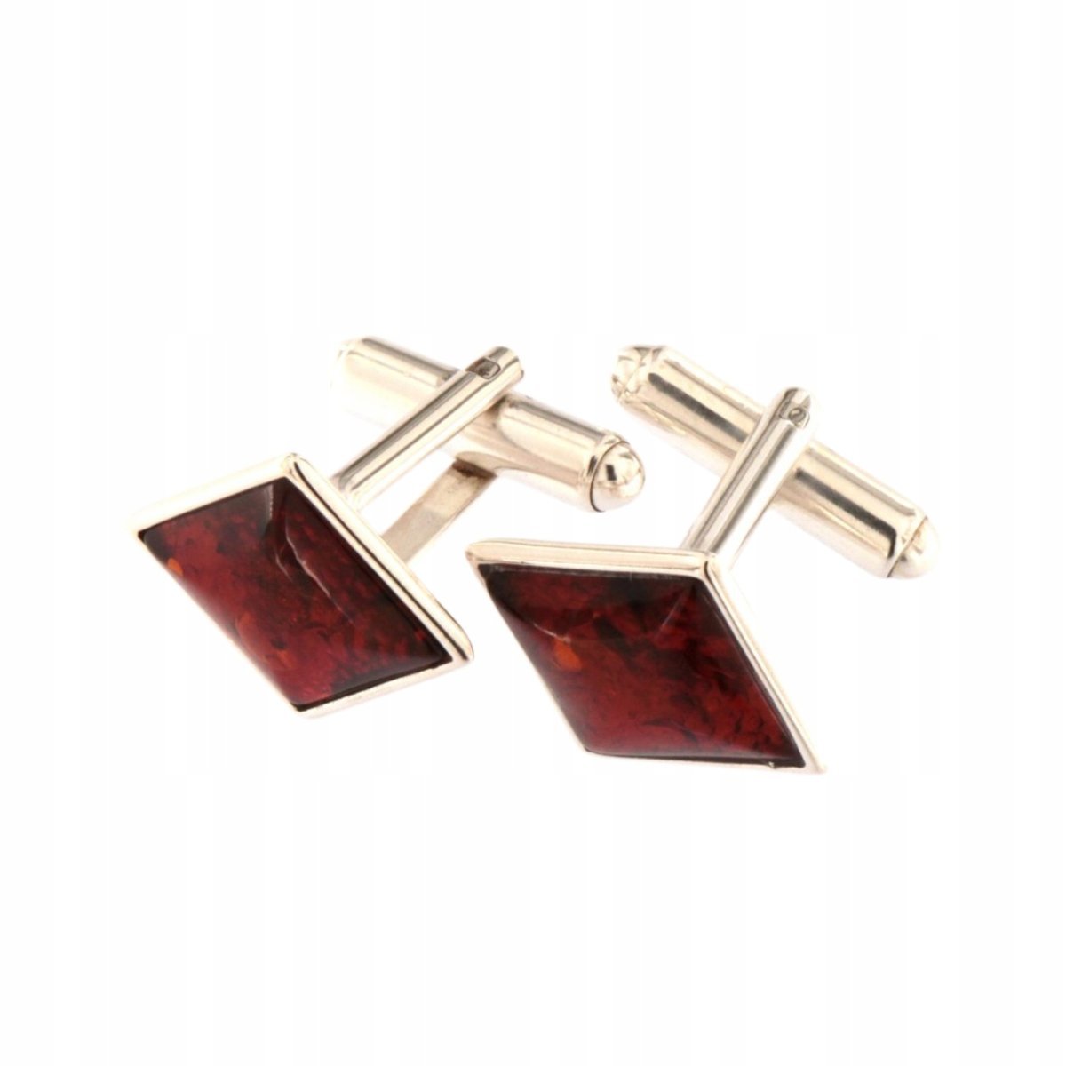 Spinki Do Mankietów Z Bursztynem Srebrne Męskie Do Koszuli