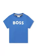 Koszulki dla chłopców - BOSS t-shirt bawełniany niemowlęcy kolor niebieski z nadrukiem - Boss - miniaturka - grafika 1