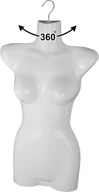 Manekiny wystawowe - zestaw 6 torsów damskich - plastikowy tors damski 70 cm - górna część ciała manekina w kolorze białym - popiersie manekina - pół plastikowego korpusu damskiego - figurka manekina - manekin wystawowy z haczykami - miniaturka - grafika 1