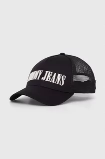Czapki męskie - Tommy Jeans czapka z daszkiem kolor czarny z aplikacją - grafika 1