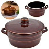 Beczki - Garnek Kamionkowy Na Smalec Mięso Sałatkę Zupę Ogórki Z Pokrywką 0,6L Gar - miniaturka - grafika 1