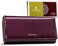 Portfele - Elegancki duży portfel damski na karty ochrona RFID Peterson, ciemnofioletowy - miniaturka - grafika 1