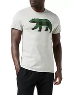 Koszulki męskie - Little Blue House by Hatley męska koszulka z grafiką top, leśny zielony miś w kratę na szarym, M - miniaturka - grafika 1