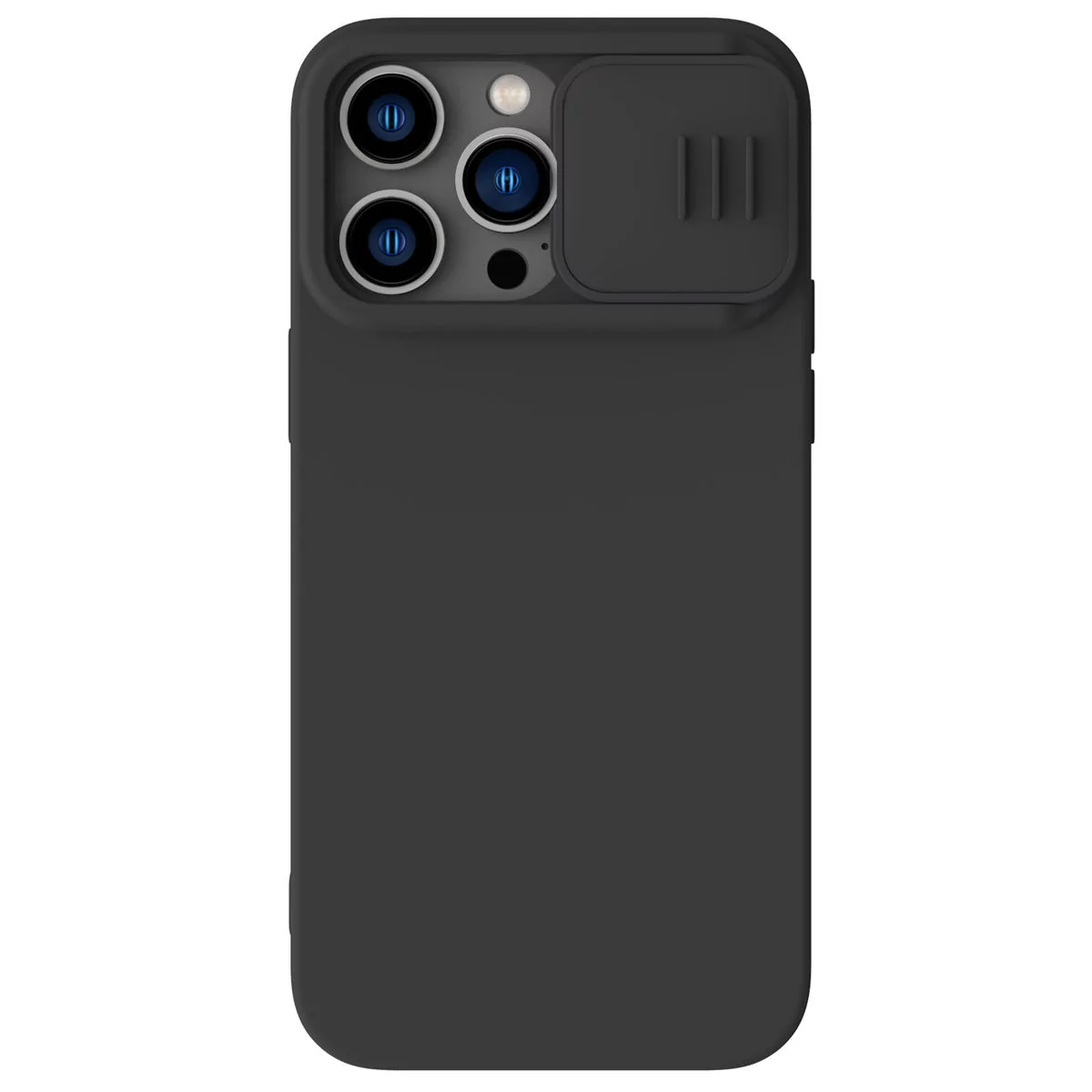 Nillkin CamShield Silky Silicone Case etui iPhone 14 Pro pokrowiec z osłoną na aparat czarny