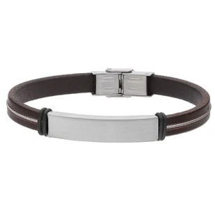 Brązowa męska bransoletka satynowana do personalizacji - Manoki - Bransolety męskie - miniaturka - grafika 1