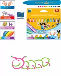 Bic 12szt Kids trójkątne kredki świecowe - Przybory szkolne - miniaturka - grafika 1