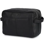 Kosmetyczki, organizery i kuferki - Kosmetyczka skórzana czarna saszetka podróżna duża Beltimore J48 - miniaturka - grafika 1