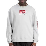 Bluzy sportowe męskie - Bluza Alpha Industries Satin Logo Sweater 148311666 - biała - miniaturka - grafika 1