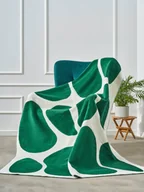 Koce - Koc bawełniany akrylowy 150x200 2137/1 Kamyczki zielony narzuta pled wykończony szydełkiem SG - miniaturka - grafika 1