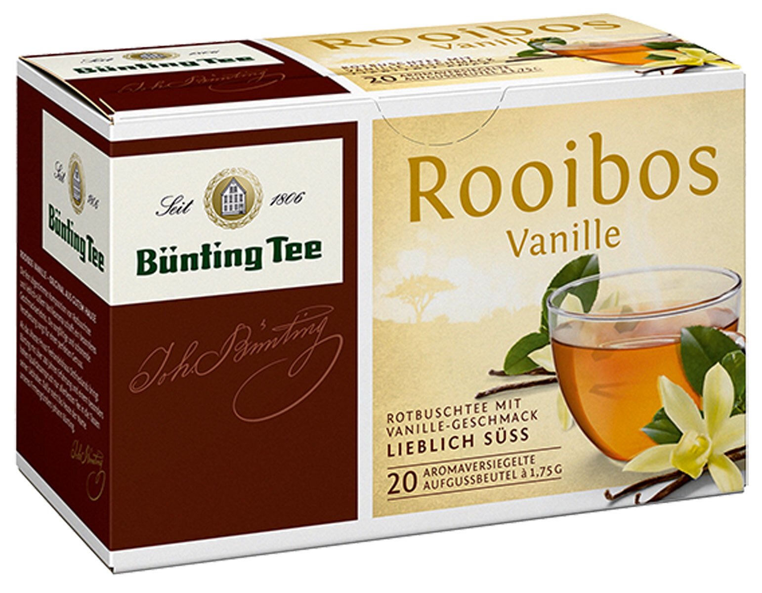 Bünting Tea Rooibos Vanilla Herbata Rooibos słodka opakowanie 12 szt