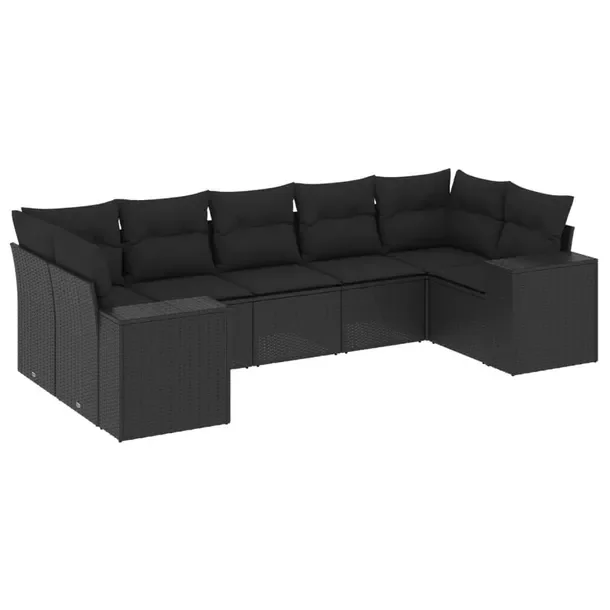 Zestaw mebli ogrodowych z rattanem PE, czarny, wymiary: 62x62x69 cm, 55x62x