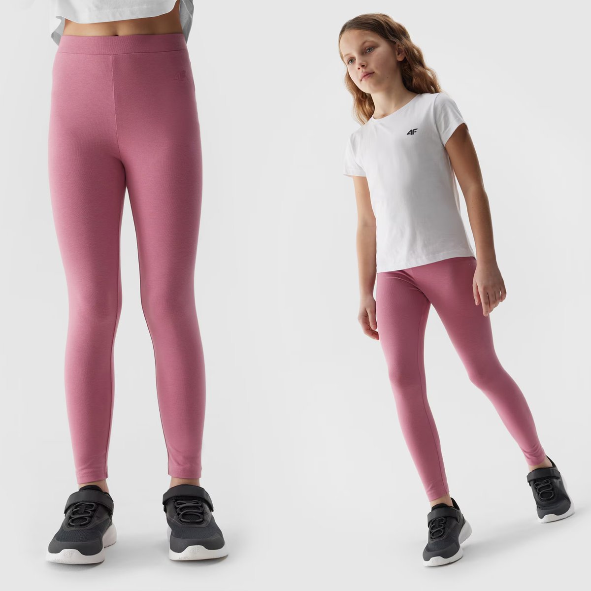 Legginsy Dziewczęce Spodnie 4F dzianinowe różowe 4FJWSS24TTIGF130 Różowy 158