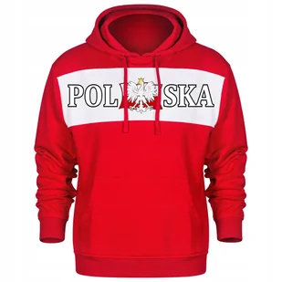BLUZA MESKA Z KAPTUREM KANGURKA Z NADRUKIEM POLSKA FLAGA DLA KIBICA XXL - Bluzy męskie - miniaturka - grafika 1