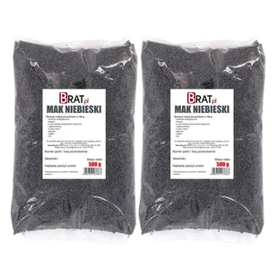 Mak Niebieski Ziarno 1Kg (2X500G) Wysoka Jakość Produkt Naturalny - Ziarna i nasiona roślin strączkowych - miniaturka - grafika 1