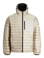 Kurtki męskie - JACK & JONES Męska kurtka pikowana Jcohunt Puffer, Cobblestone, L - miniaturka - grafika 1