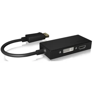 Icy Box IB-ac1031 3-in-1 adapter (wtyczka) DisplayPort na HDMI (4 K Ultra HD), DVI-D lub VGA (Full HD) Czarny, czarny IB-AC1031 - Adaptery i przejściówki - miniaturka - grafika 1