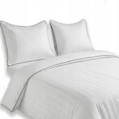 Pościel - Pościel 220x200cm Jednokolorowa lamówka 2x poszewka 70x80 Biała w paski - miniaturka - grafika 1