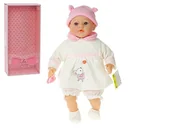 Lalki dla dziewczynek - Adar, Lalka bobas 45cm w białej sukience gumowe nogi mówi i śpiewa po polsku 565135-565159 w pudełku - miniaturka - grafika 1