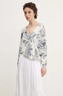Desigual sweter KAWARTHA LAKES damski kolor beżowy lekki 24WWJF61 - Swetry damskie - miniaturka - grafika 1