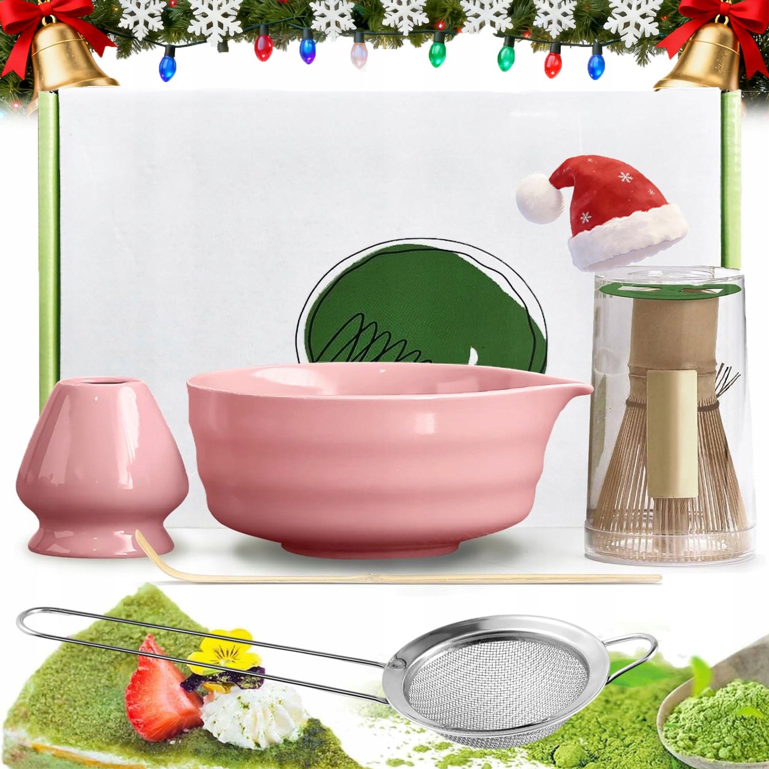 Kompletny Zestaw Do Herbaty Matcha Różowy Ceramika 5ELEMENTÓW Japoński Styl