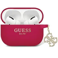 Akcesoria do słuchawek - Guess GUAP2LECG4M AirPods Pro 2 cover purpurowy/magenta Liquid Silicone Glitter Triangle Charm - miniaturka - grafika 1