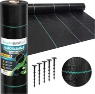 Agrowłókniny - Linarem SiatkiSieci AGROTKANINA 110G 1,1x50m PREMIUM UV 3% AGROWŁÓKNINA CZARNA MATA + KOŁKI - miniaturka - grafika 1