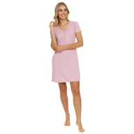 Bielizna nocna - Różowa koszula nocna z prążkowanej bawełny Doctor Nap -XL - miniaturka - grafika 1