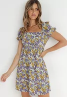 Sukienki - Fioletowo-Miętowa Sukienka Konmey - miniaturka - grafika 1