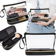 Kosmetyczki, organizery i kuferki - Przezroczysta kosmetyczka dwuwarstwowa - miniaturka - grafika 1