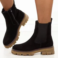 Botki damskie - Czarne skórzane botki damskie Segio Leone Tr25733S - Sergio Leone - miniaturka - grafika 1