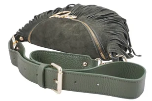 Saszetka nerka damska zamszowa - Zielona - Torebki damskie Saszetka nerka damska zamszowa - Zielona - Torebki damskie - miniaturka - grafika 8