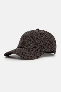 Tommy Hilfiger czapka z daszkiem kolor brązowy wzorzysta AW0AW16627 - Czapki damskie - miniaturka - grafika 1