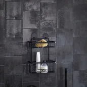 Mydelniczki i dozowniki mydła - Kleine Wolke Podwójna Półka Prysznicowa Rocco, Prostokątna, Czarna - miniaturka - grafika 1